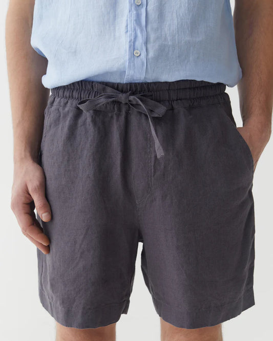 Anthracite Linen Shorts – Relaxed Fit with Drawstring
