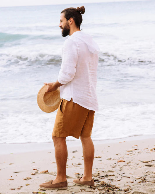 Brown Linen Shorts – Relaxed Fit with Drawstring