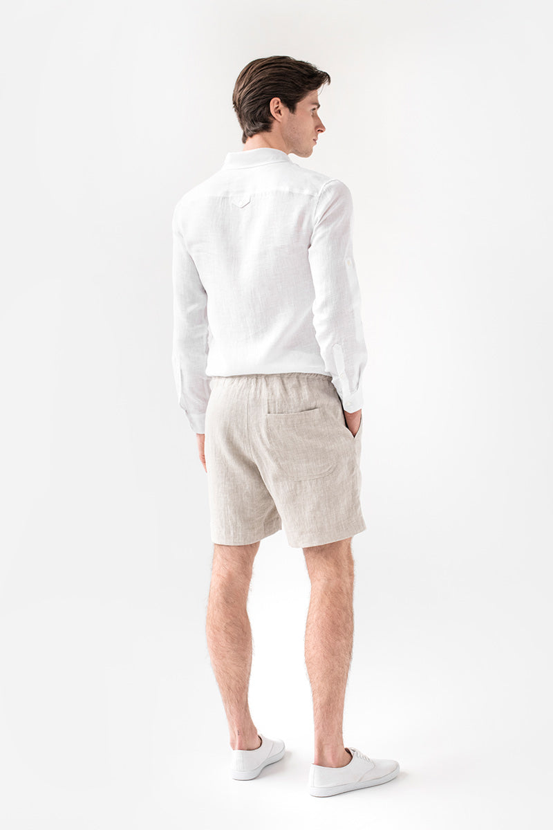Stone Linen Shorts – Relaxed Fit with Drawstring