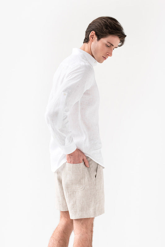 Stone Linen Shorts – Relaxed Fit with Drawstring
