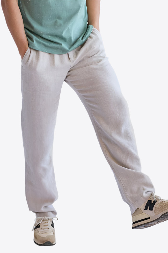 Natural Linen Pants for men – Lightweight Breathable Trousers with Elastic Waist and Pockets 2