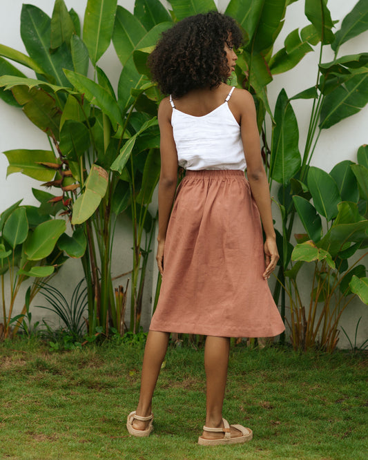 White Linen Spaghetti Strap Top – Adjustable Lightweight Fit