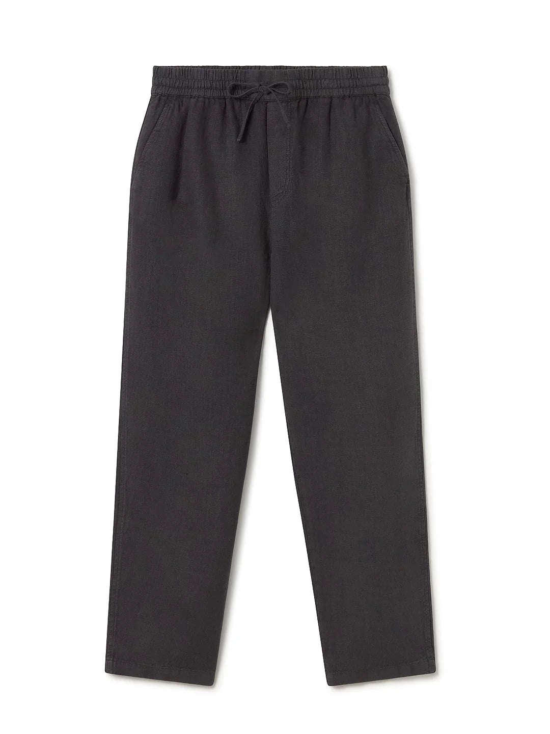 Anthracite Linen Drawstring Waist Pants – Relaxed Fit