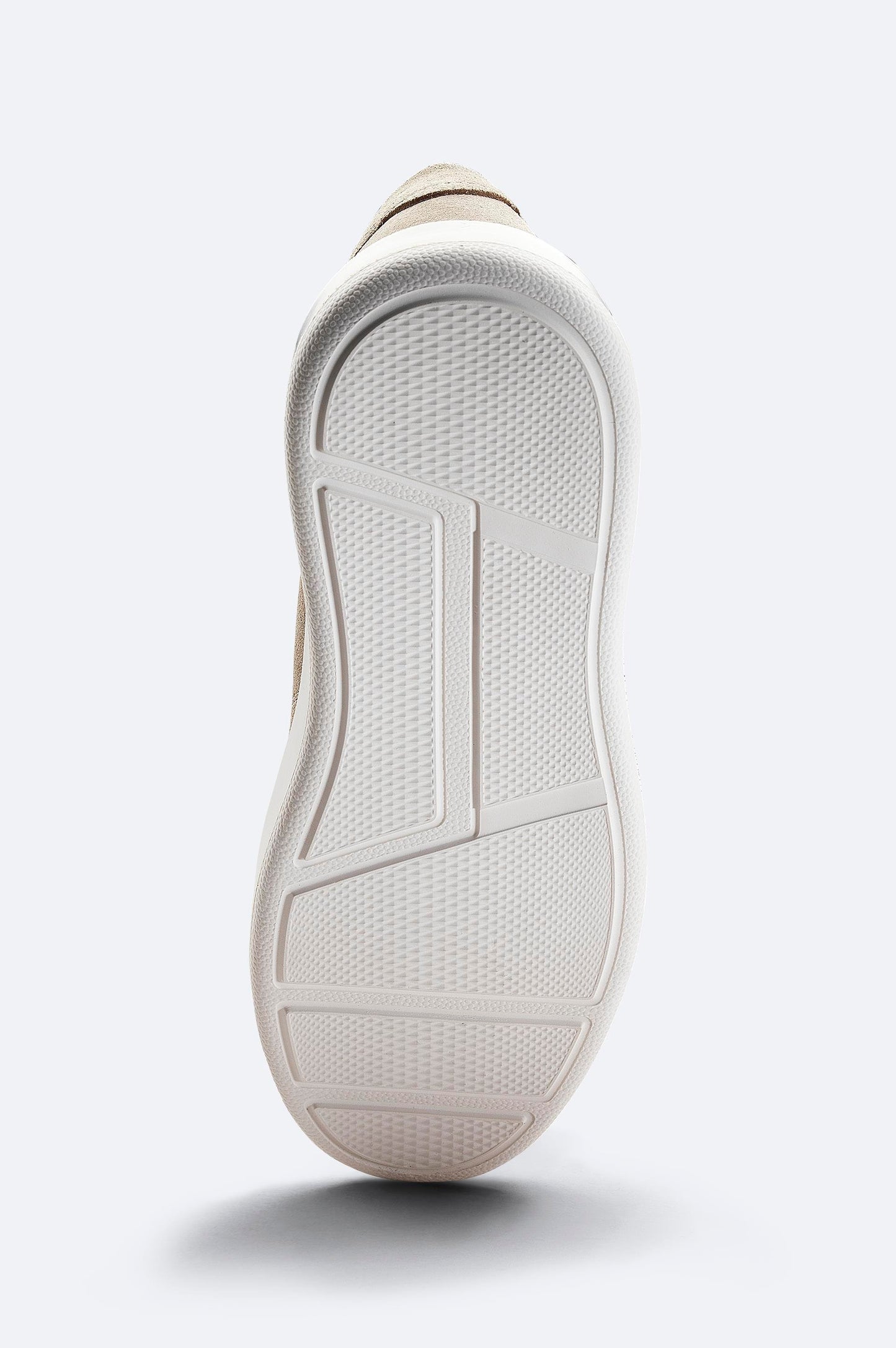 Beige Suede Leather Lace-Up Sneakers - Flexible Sole