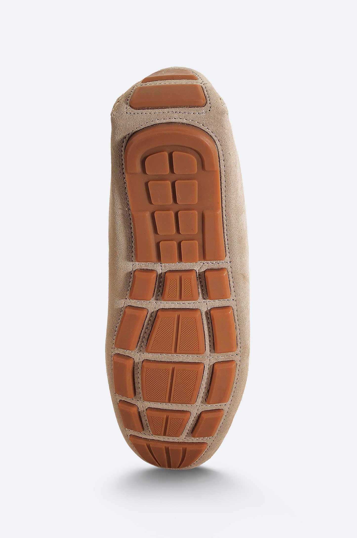 Beige Suede Penny Driver Loafers