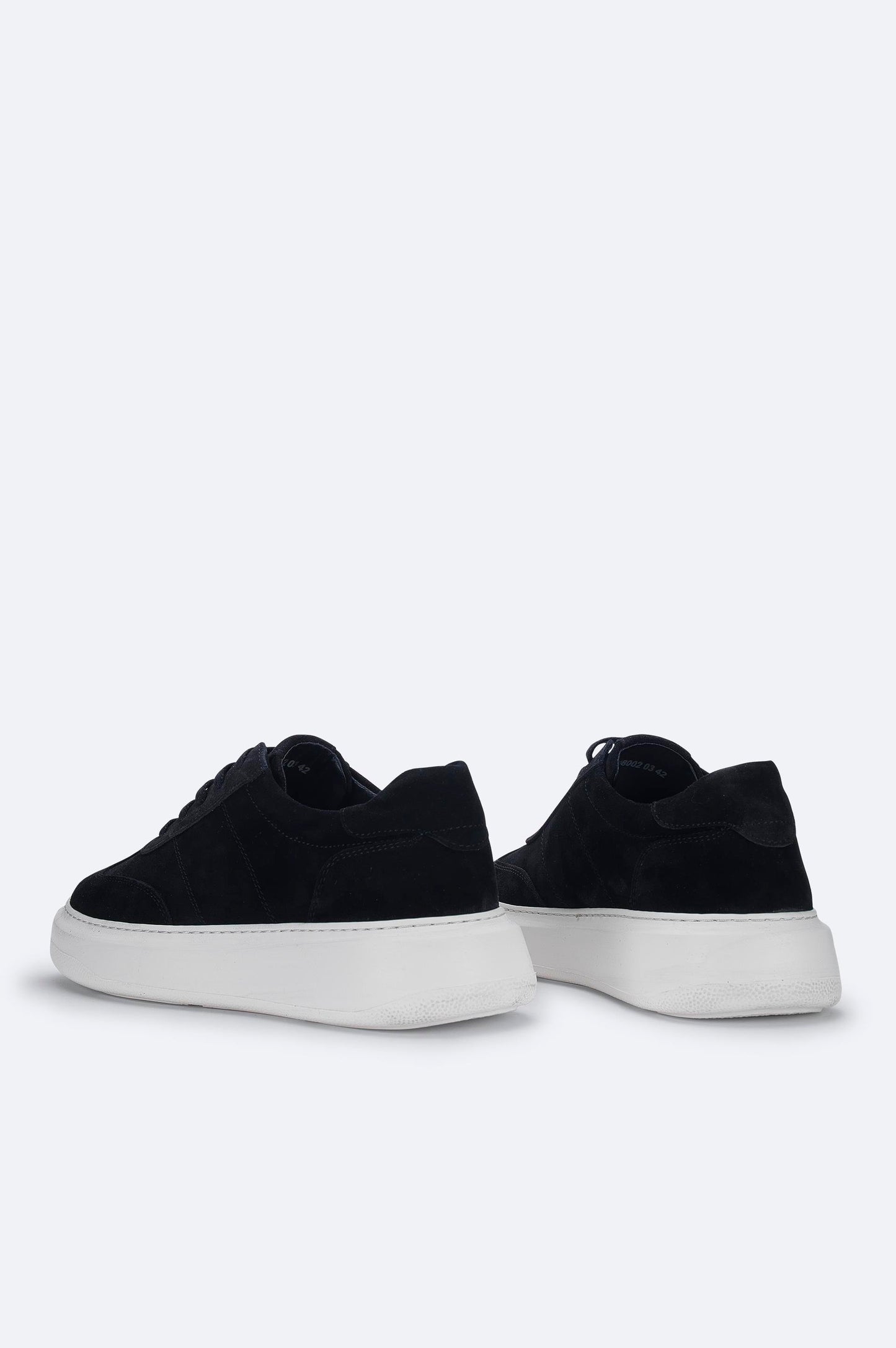 Black Suede Leather Lace-Up Sneakers - Flexible Sole