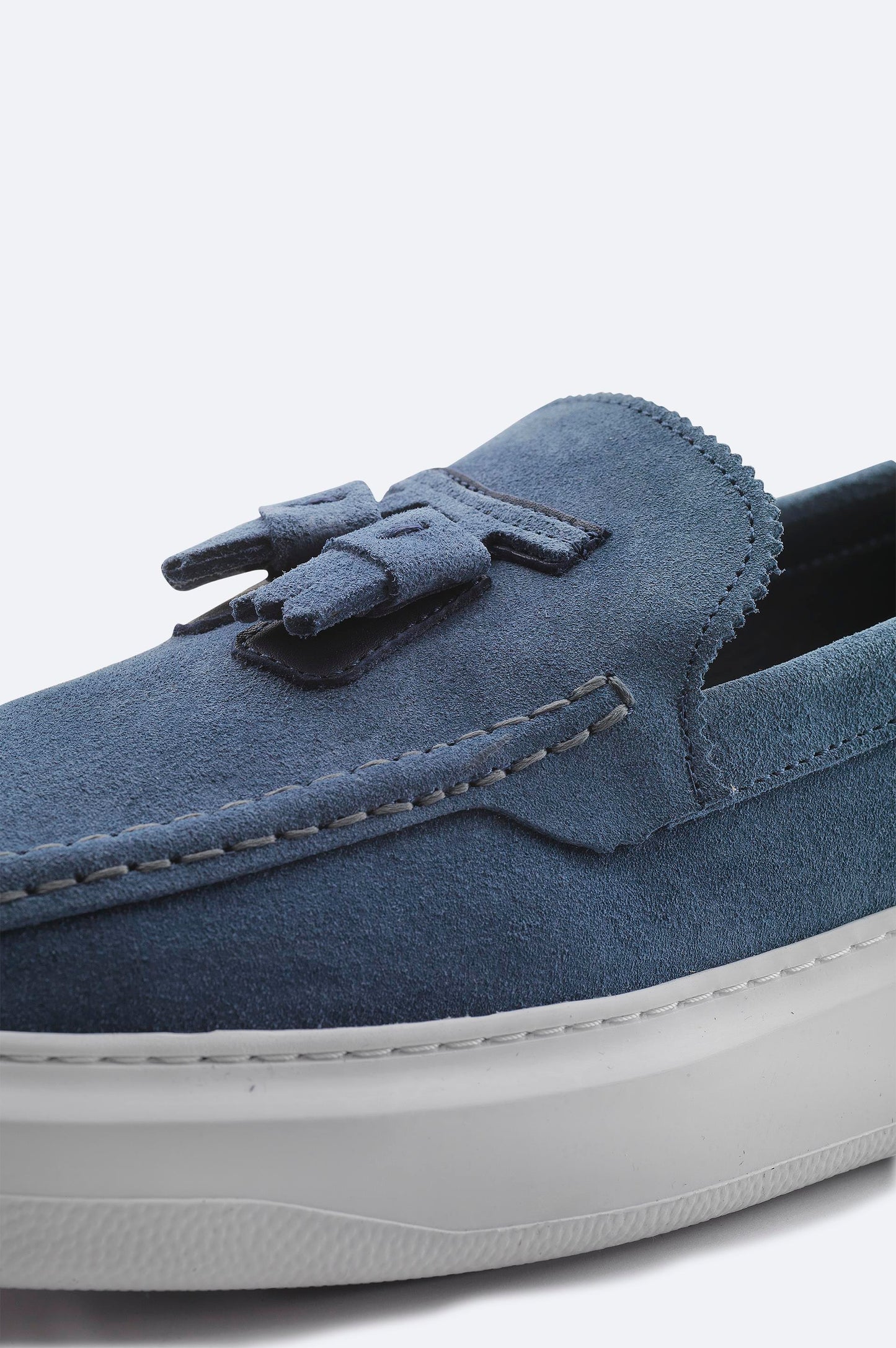 Blue Suede Tassel Loafers with Leather Lining