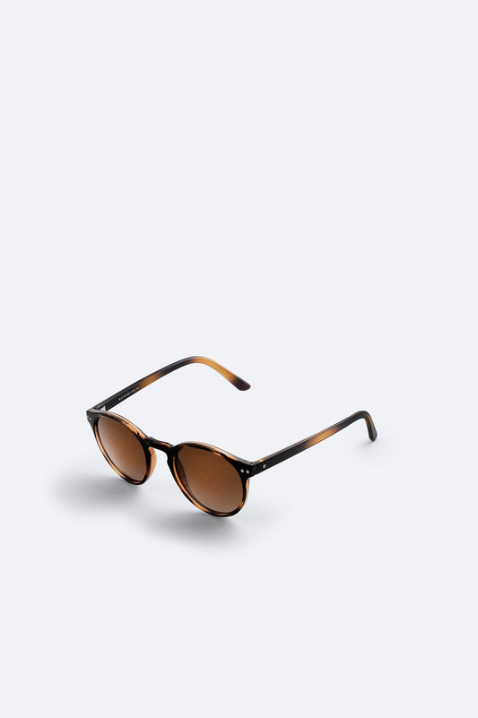 Clear Brown Polarized Sunglasses – Round Frame