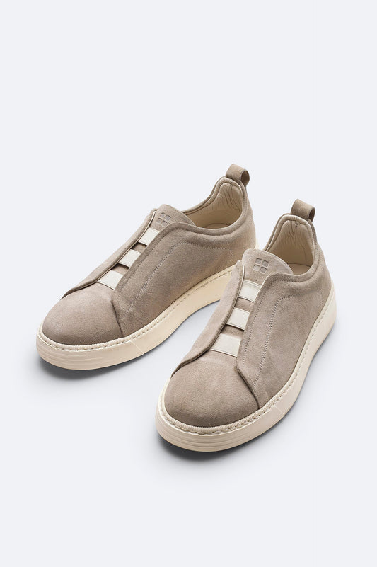 Gray Suede Elastic-Band Casual Shoes