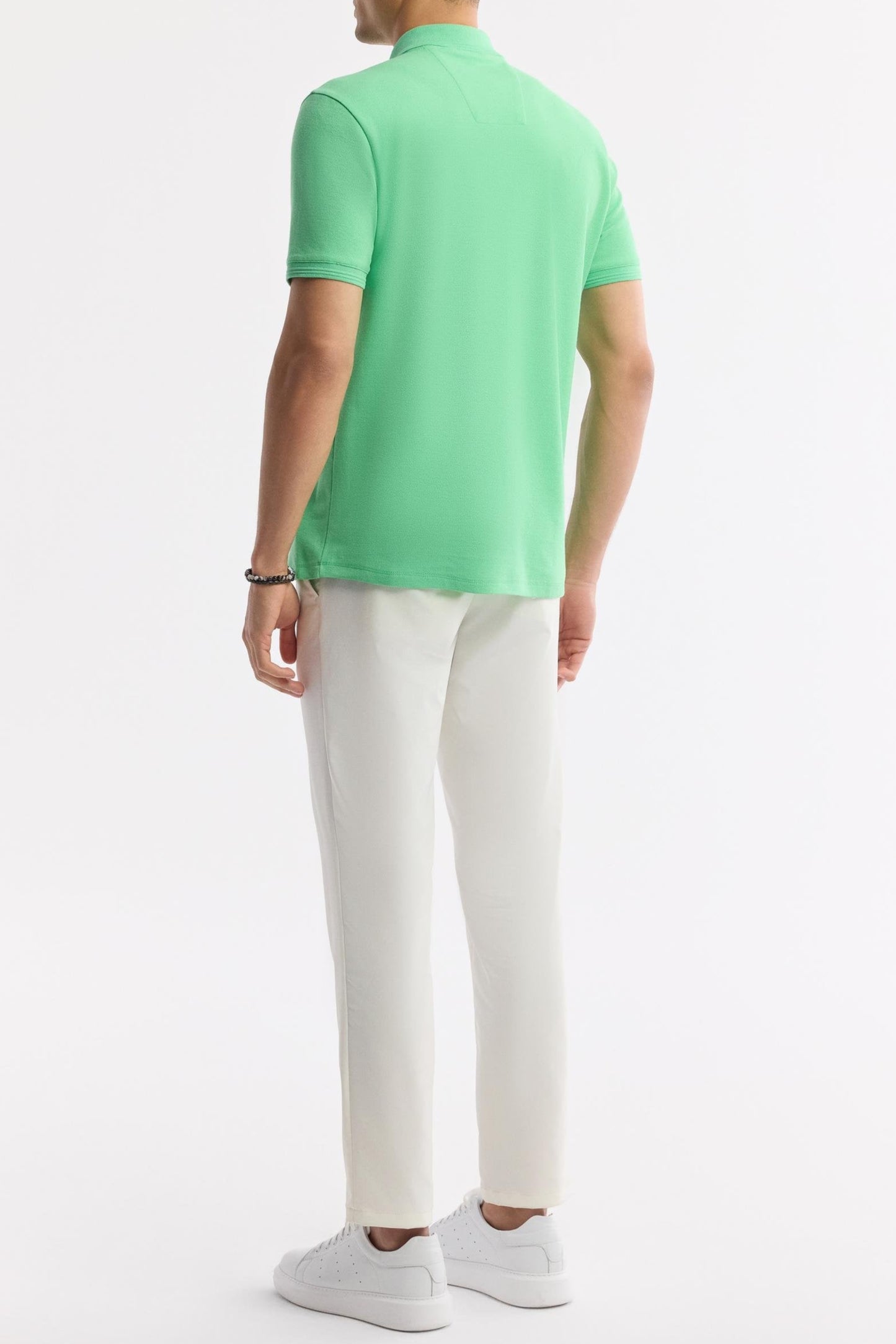 Apple Green Cotton Polo T-shirt – Anti-Curl Collar