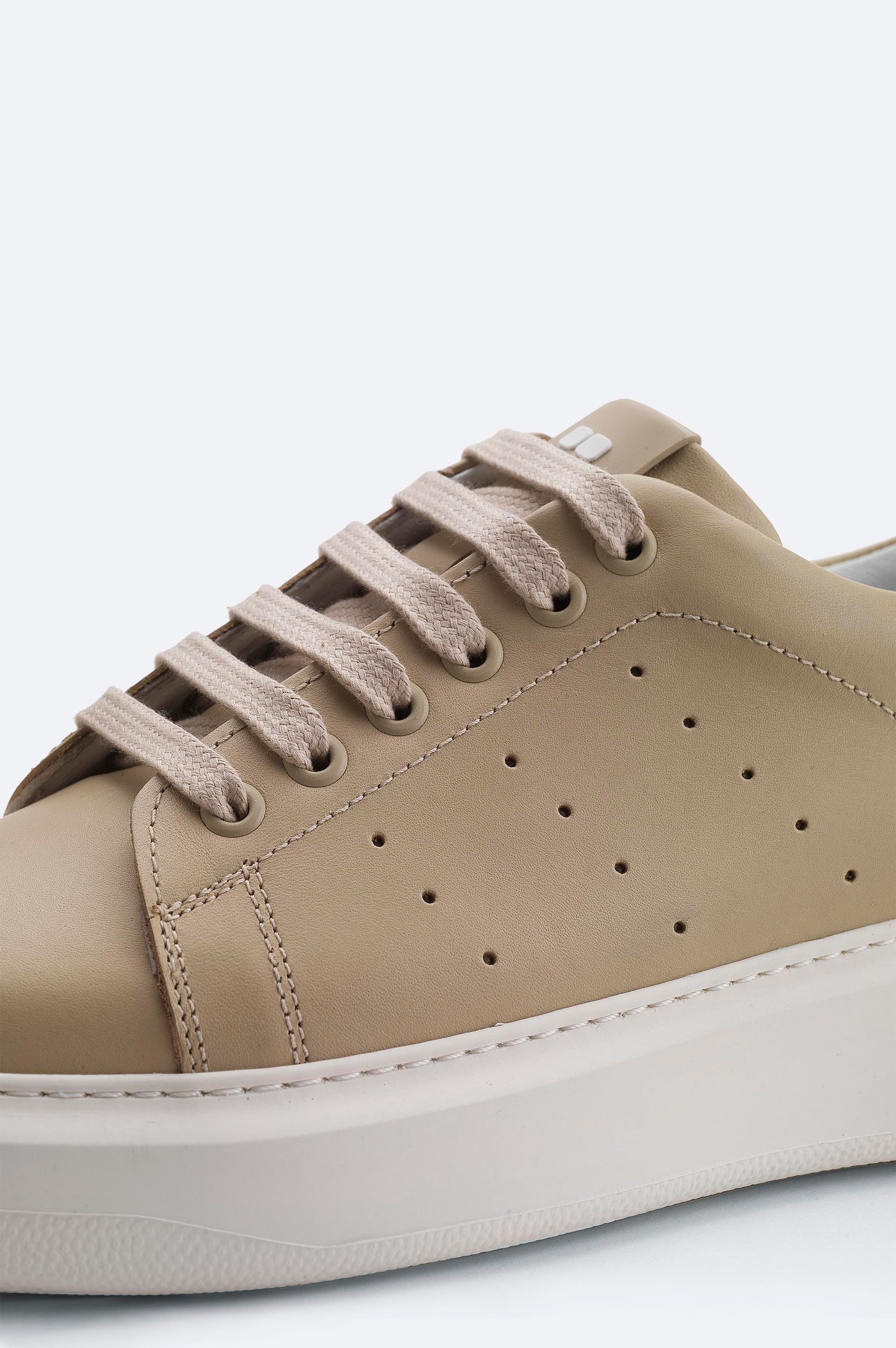 Beige Leather Casual Sneakers