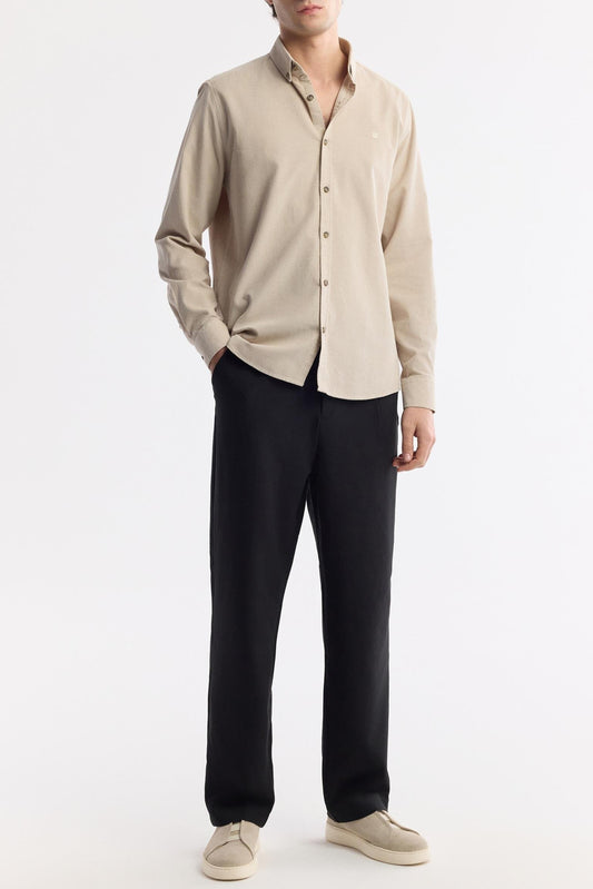 Beige Corduroy Comfort Shirt – 100% Cotton
