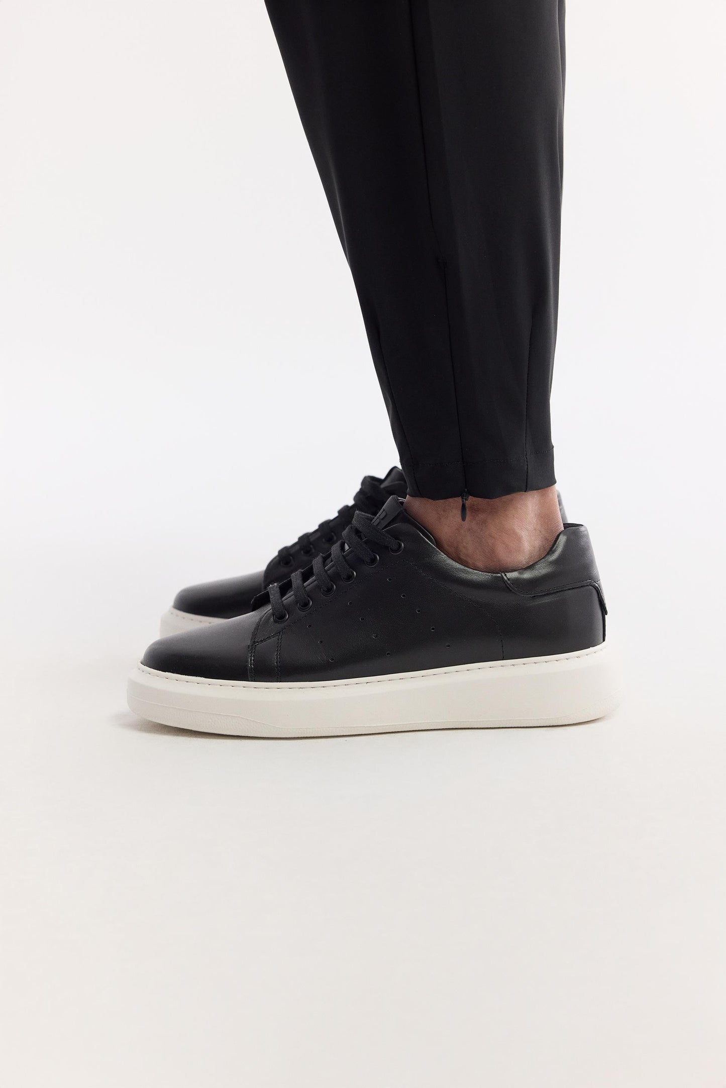 Black Leather Casual Sneakers