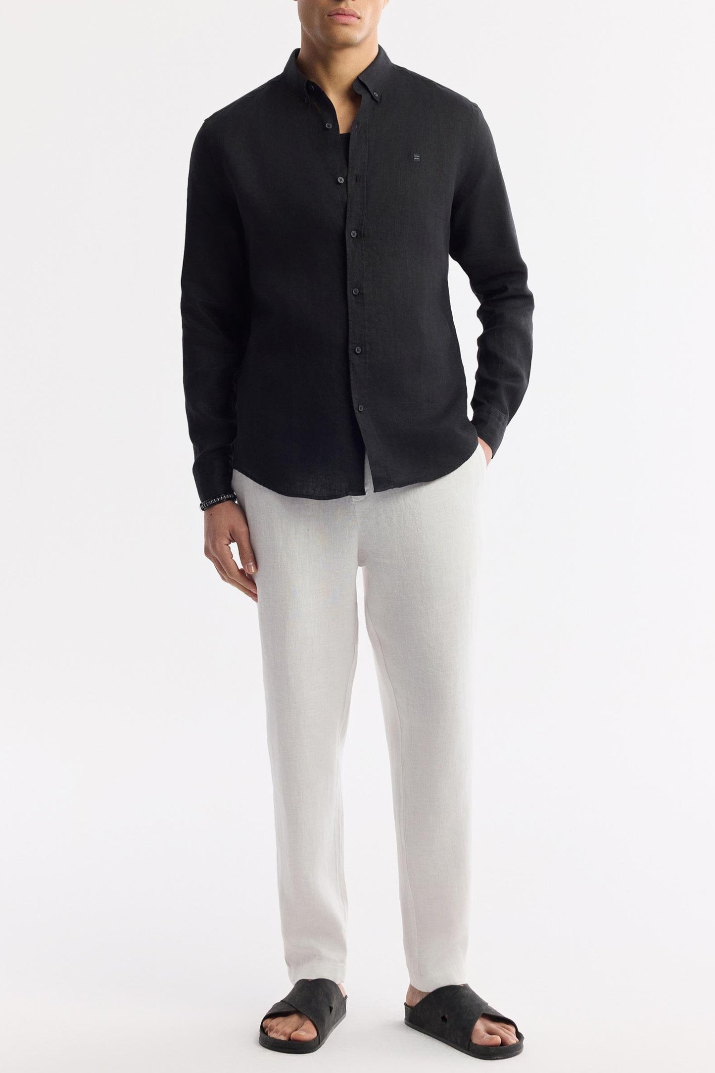 Black Linen Summer Shirt – 100% Egyptian Linen