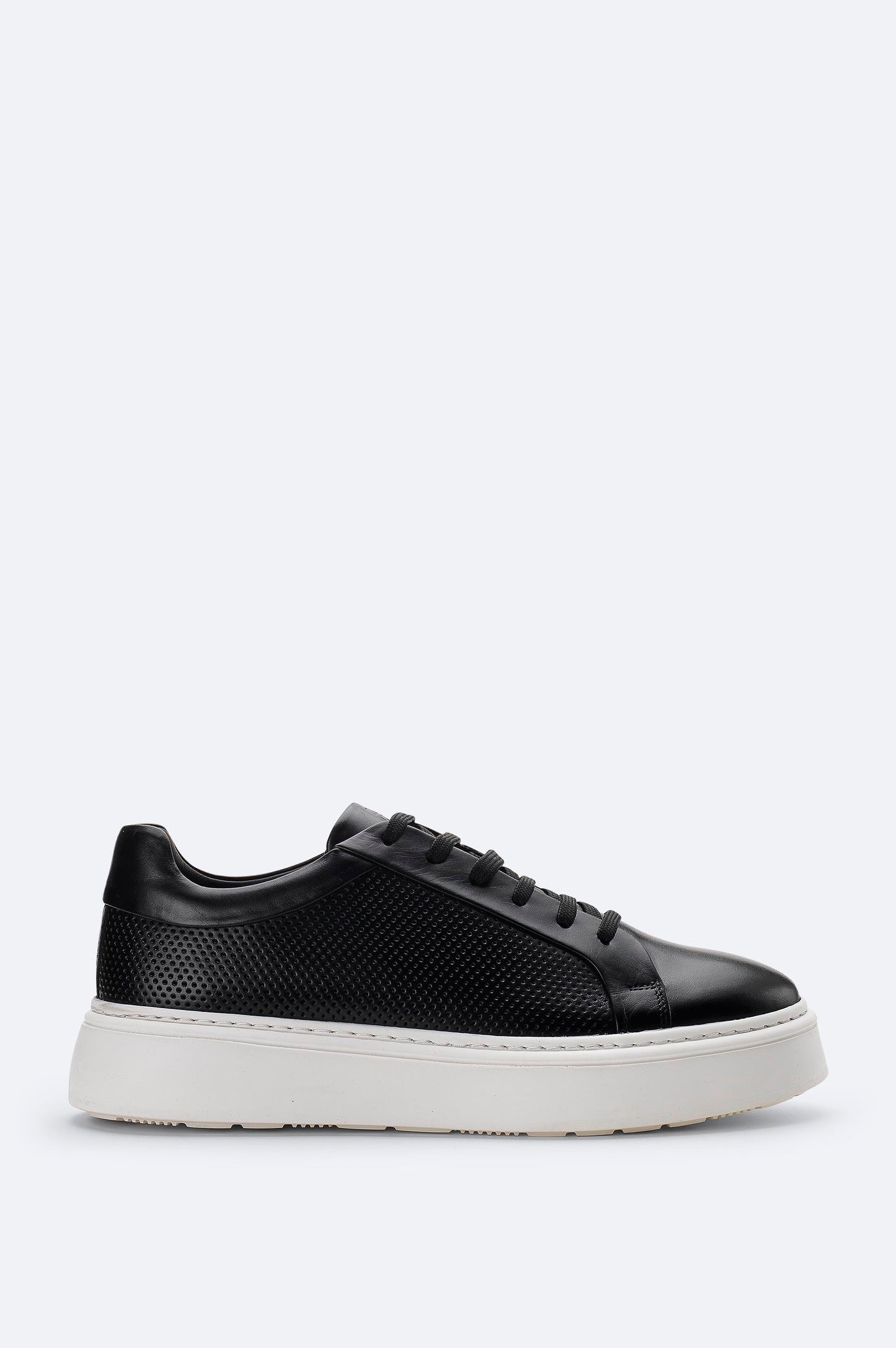 Black Perforated Leather Sneakers