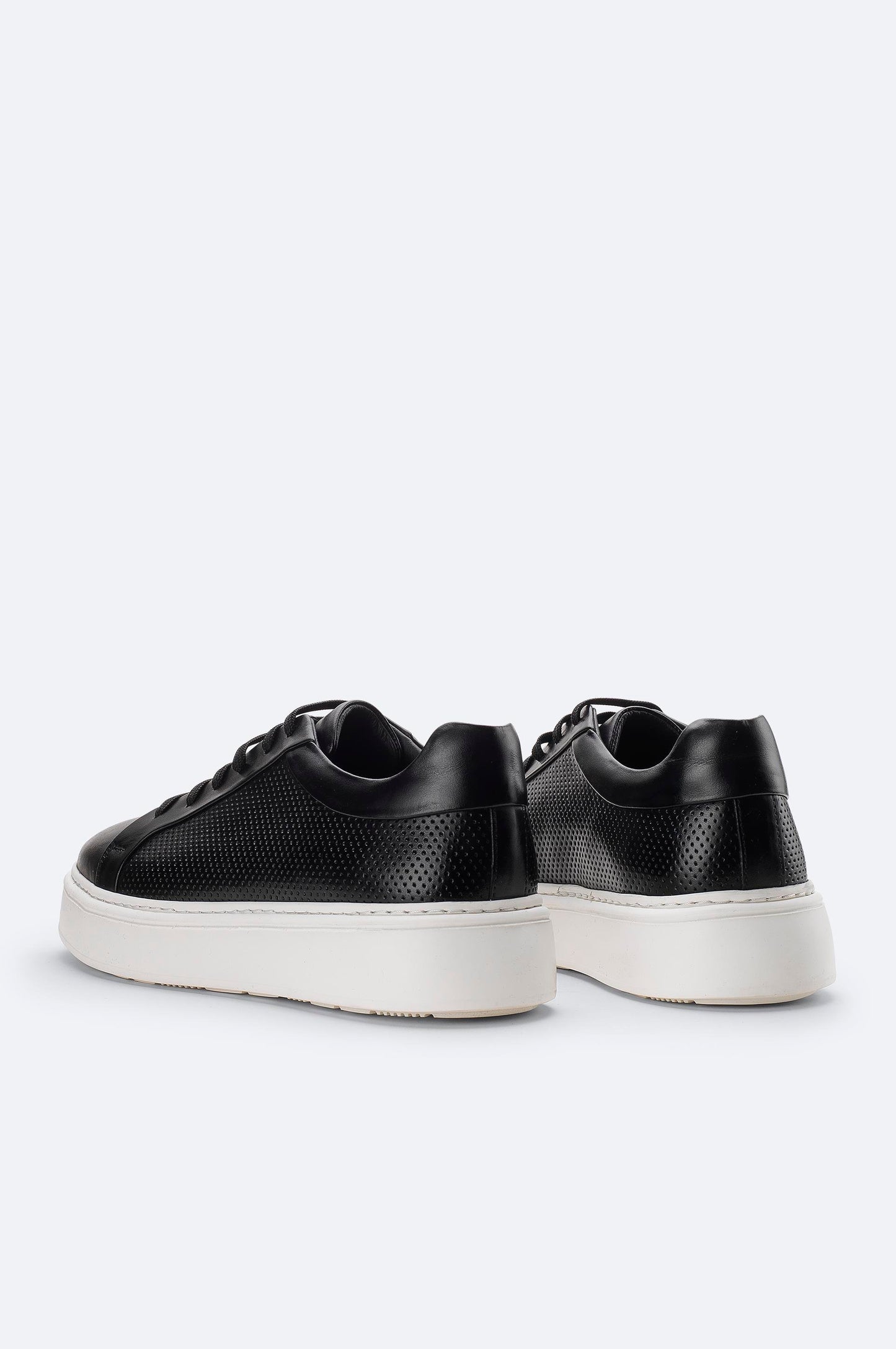 Black Perforated Leather Sneakers