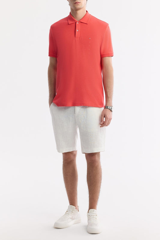 Coral Cotton Polo T-shirt – Anti-Curl Collar