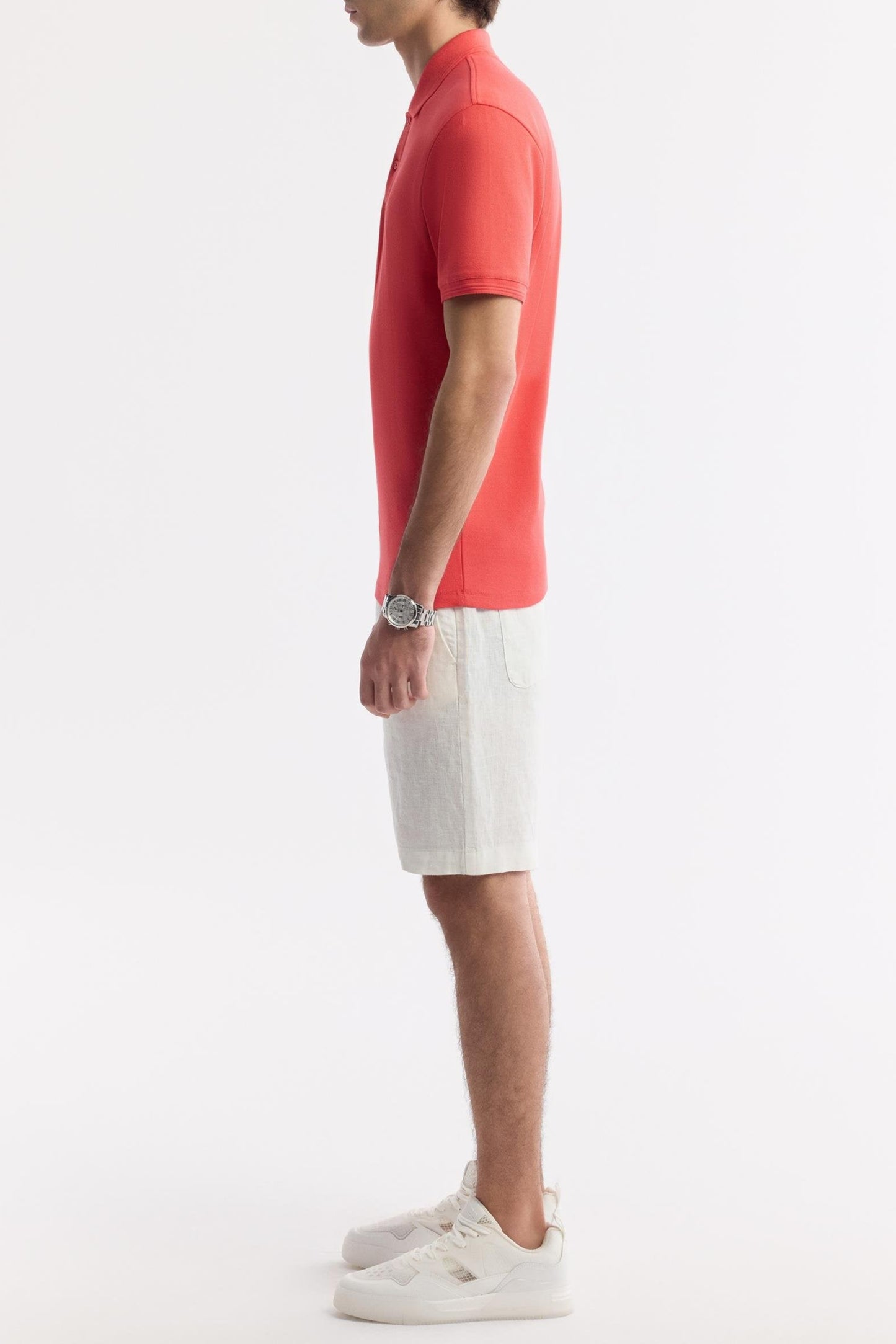 Coral Cotton Polo T-shirt – Anti-Curl Collar