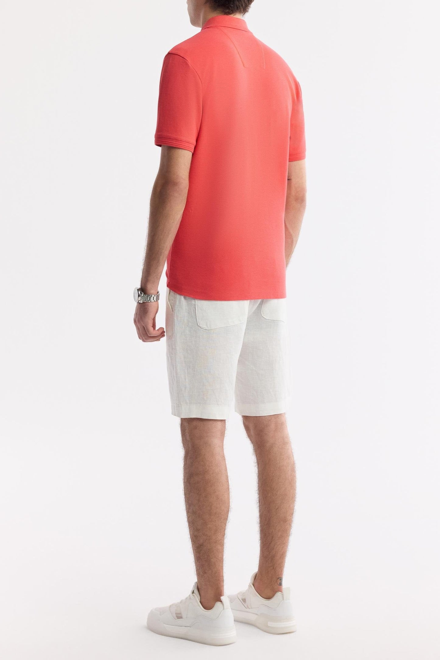 Coral Cotton Polo T-shirt – Anti-Curl Collar