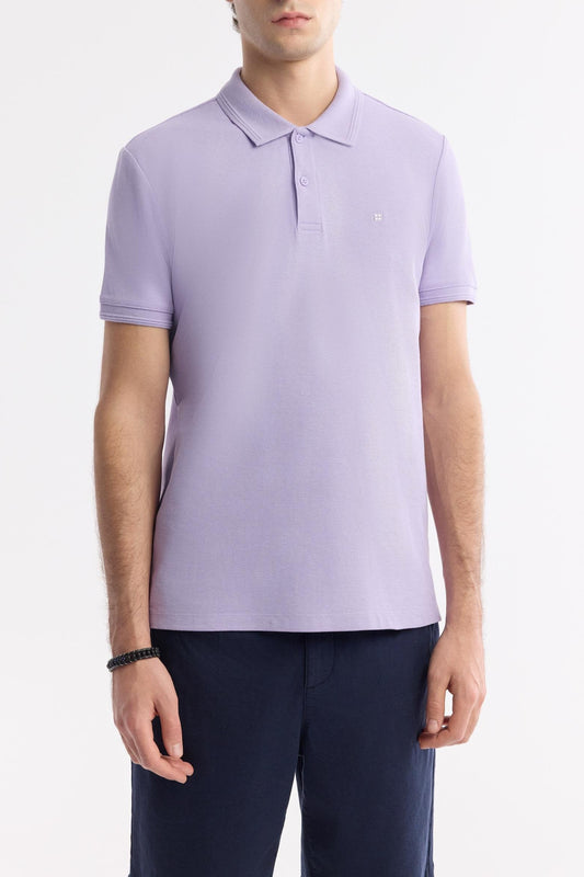 Lilac Cotton Polo T-shirt – Anti-Curl Collar