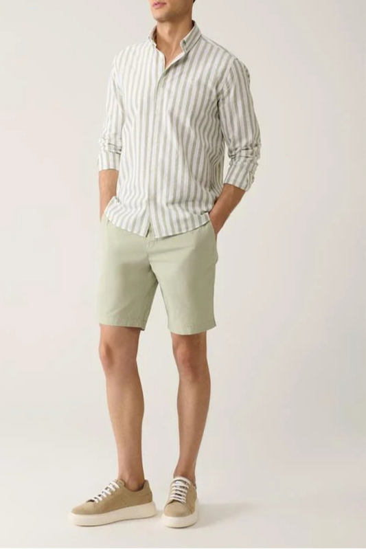 Mint Cotton Blend Comfort Waist Shorts