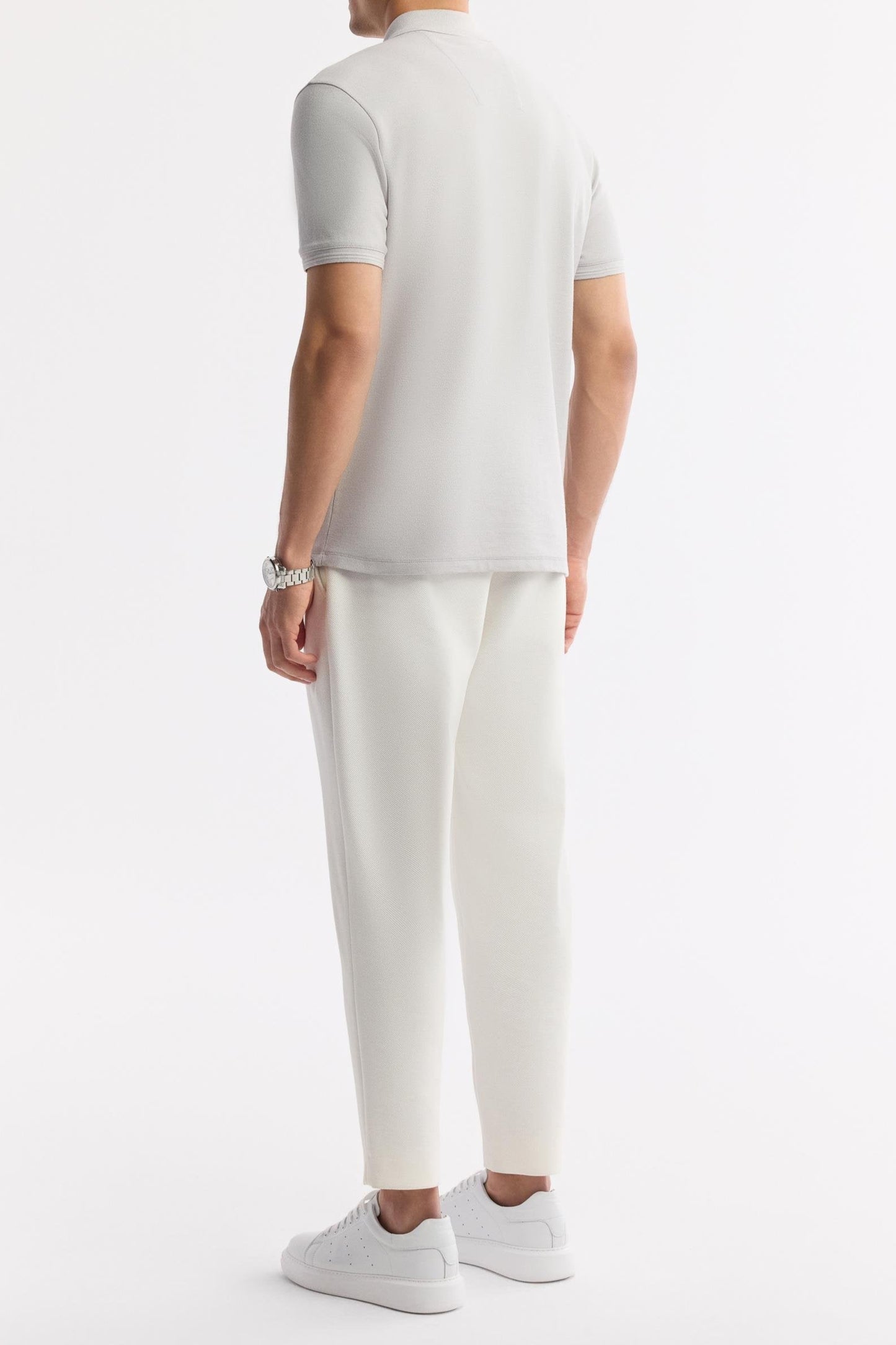 Gray Cotton Polo T-shirt – Anti-Curl Collar