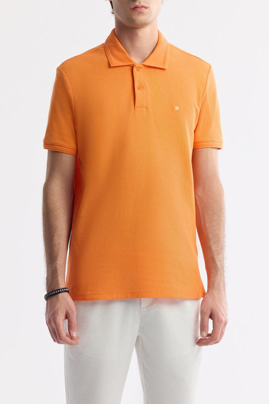 Orange Cotton Polo T-shirt – Anti-Curl Collar