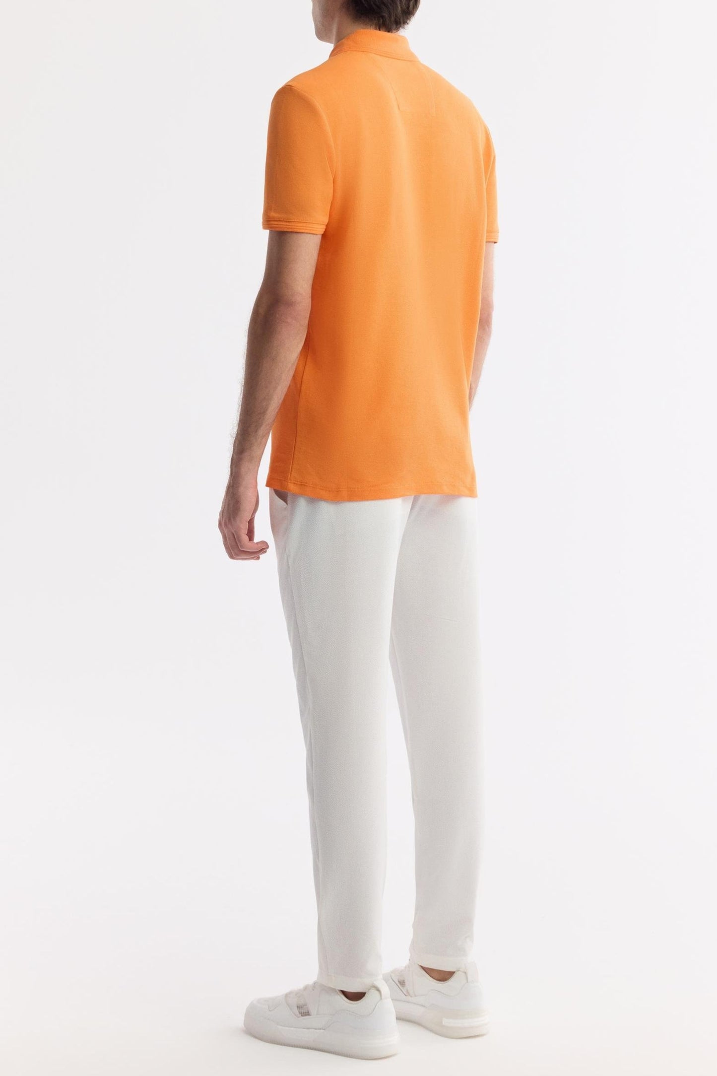 Orange Cotton Polo T-shirt – Anti-Curl Collar