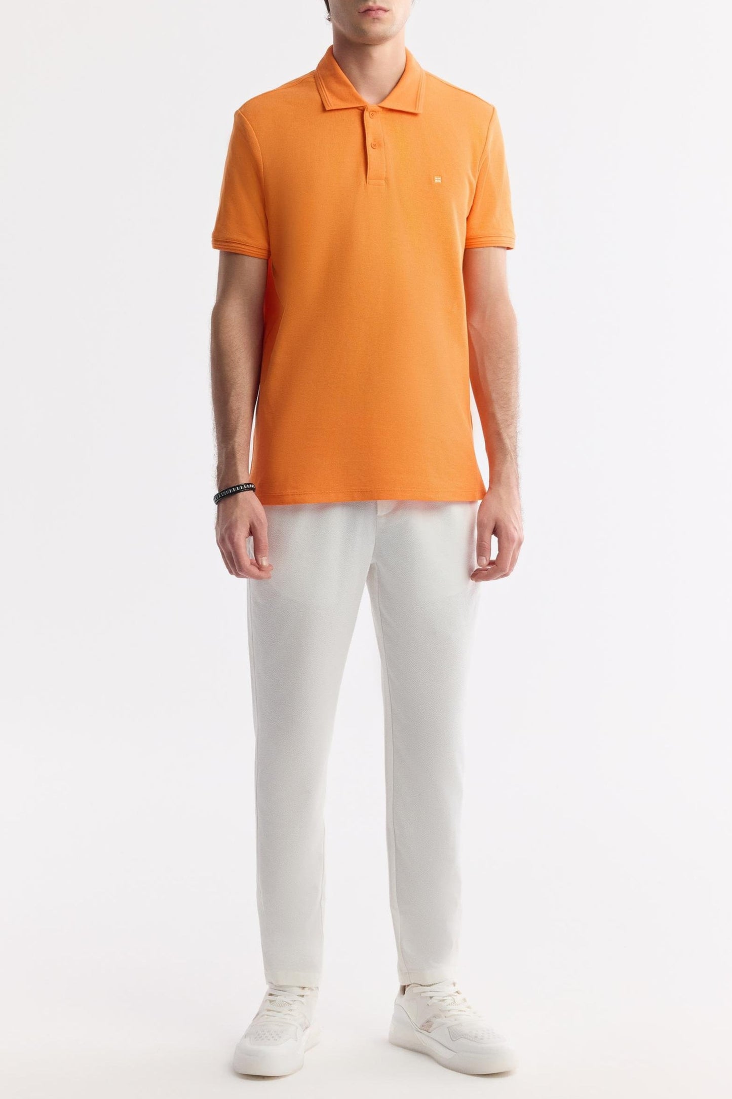 Orange Cotton Polo T-shirt – Anti-Curl Collar