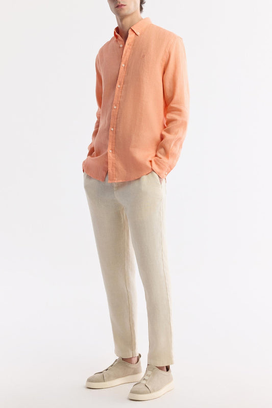 Orange Linen Summer Shirt – 100% Egyptian Linen