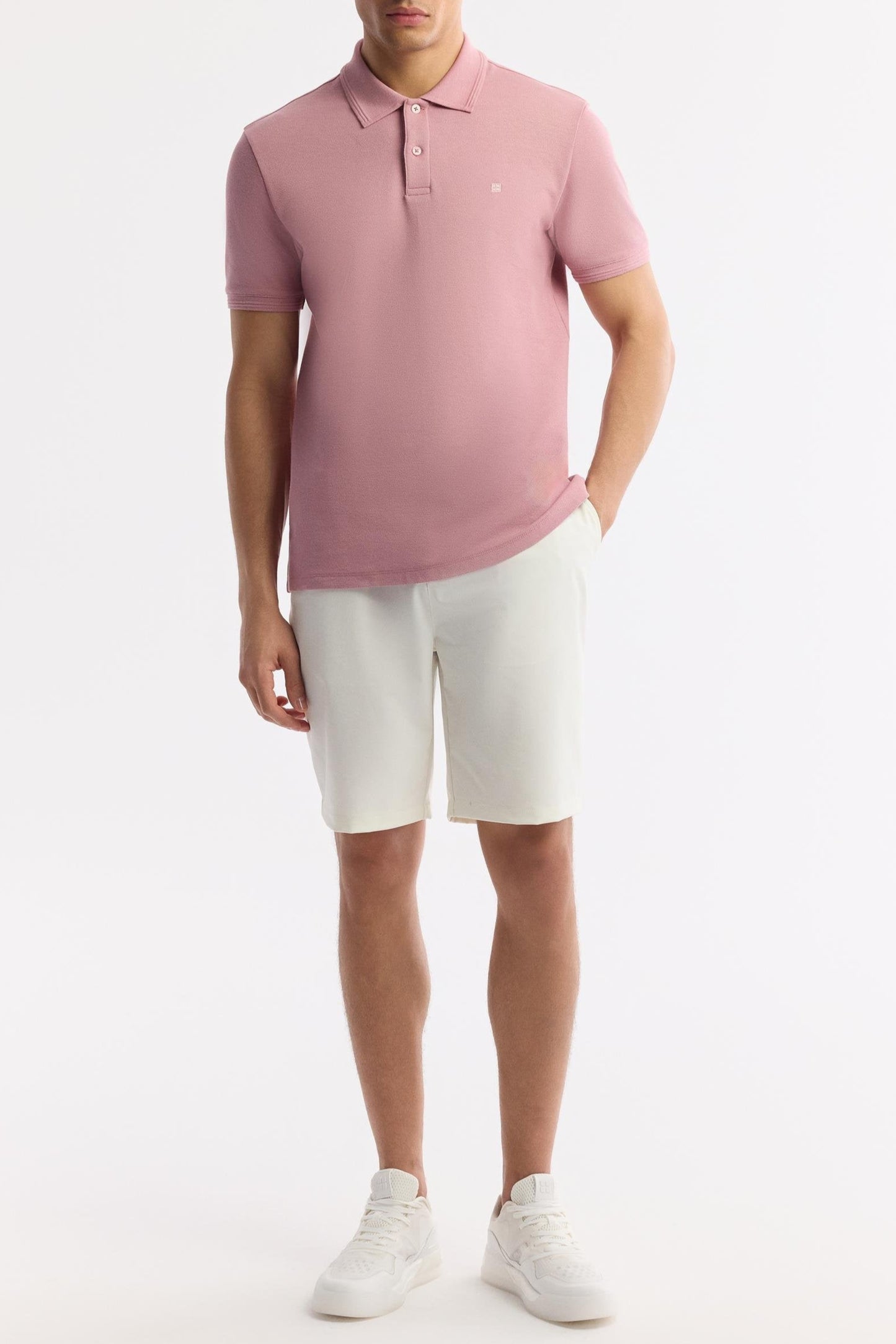 Rose Gold Cotton Polo T-shirt – Anti-Curl Collar
