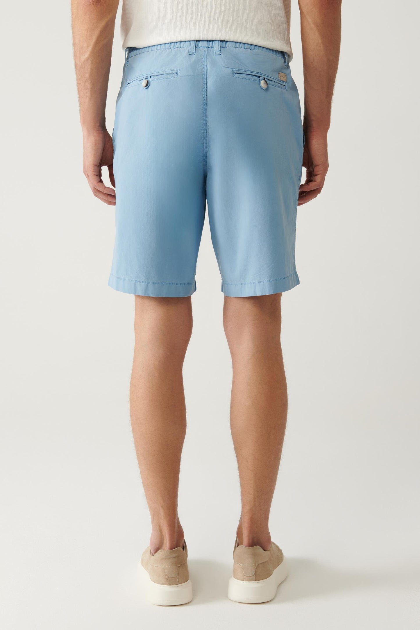 Sky Blue Cotton Blend Comfort Waist Shorts