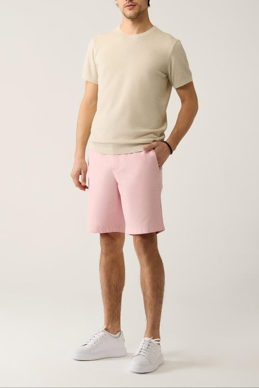 Pink Cotton Blend Comfort Waist Shorts