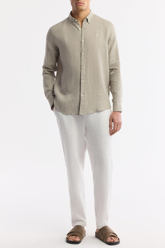 Taupe Linen Summer Shirt – 100% Egyptian Linen