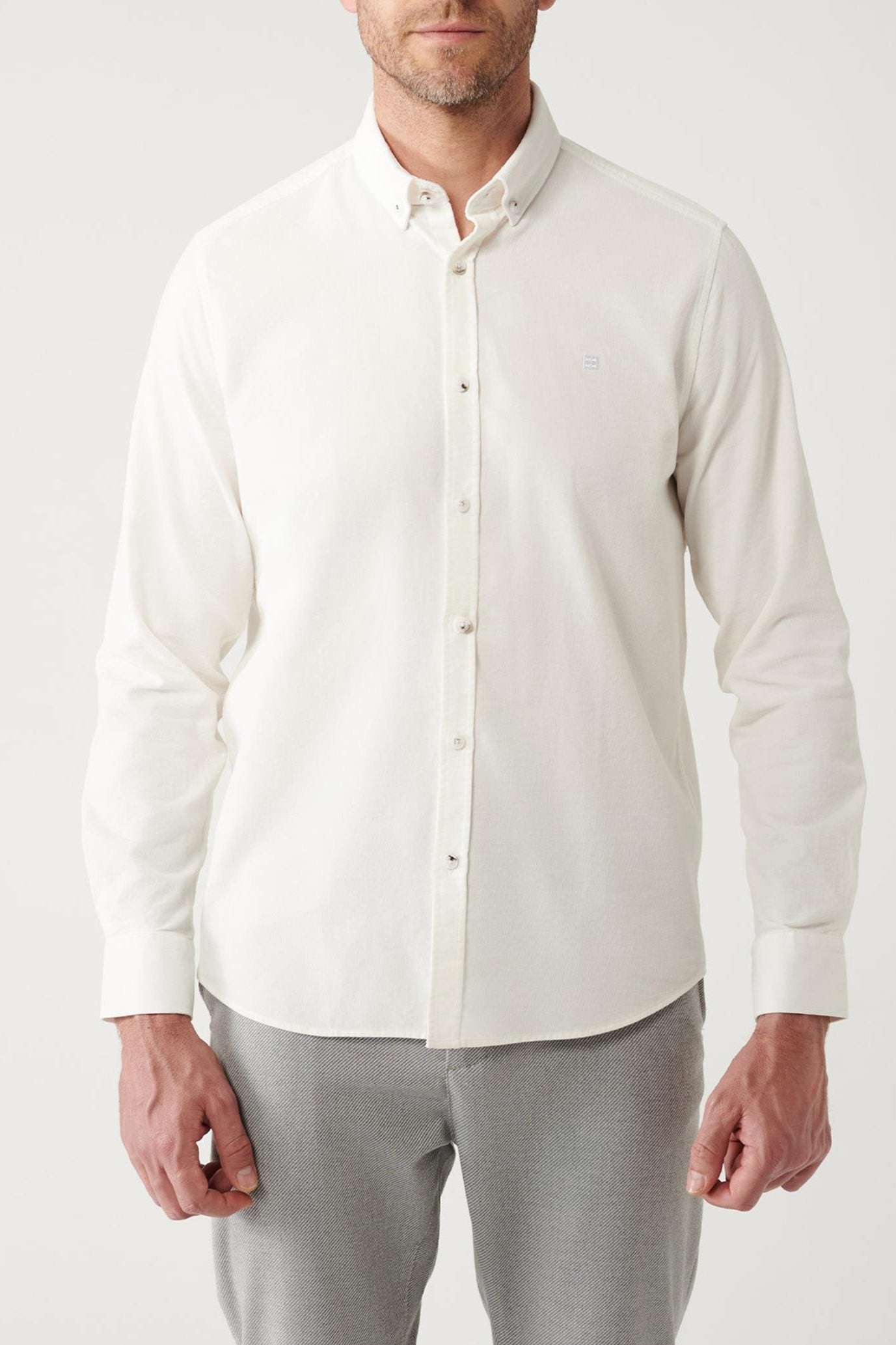 White Corduroy Comfort Shirt – 100% Cotton