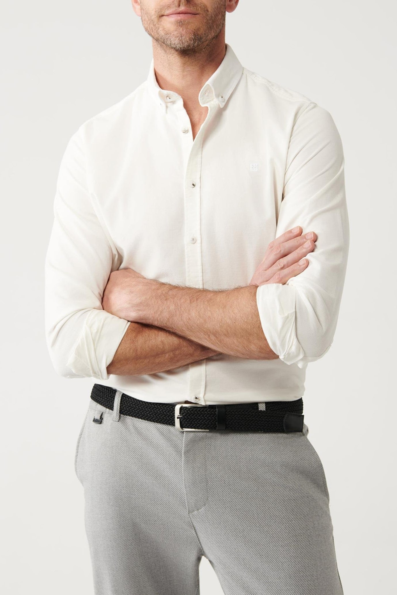 White Corduroy Comfort Shirt – 100% Cotton