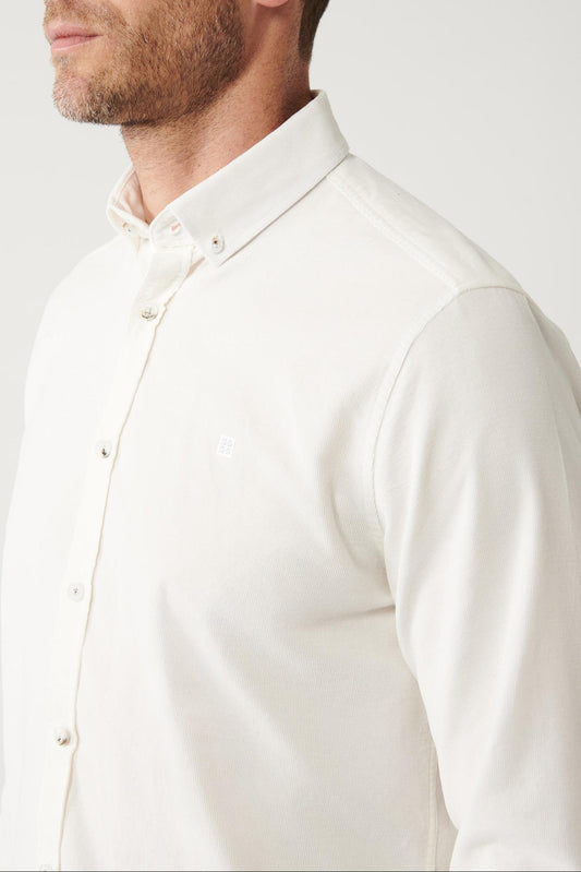 White Corduroy Comfort Shirt – 100% Cotton