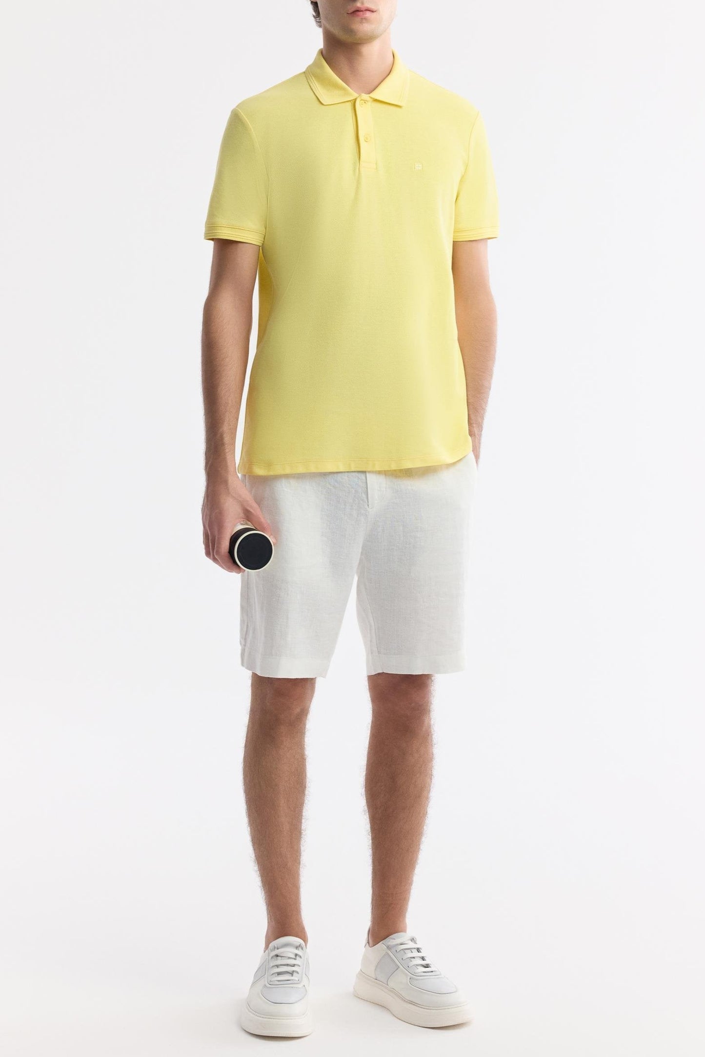 Yellow Cotton Polo T-shirt – Anti-Curl Collar