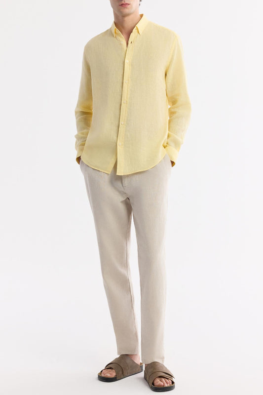 Yellow Linen Summer Shirt – 100% Egyptian Linen