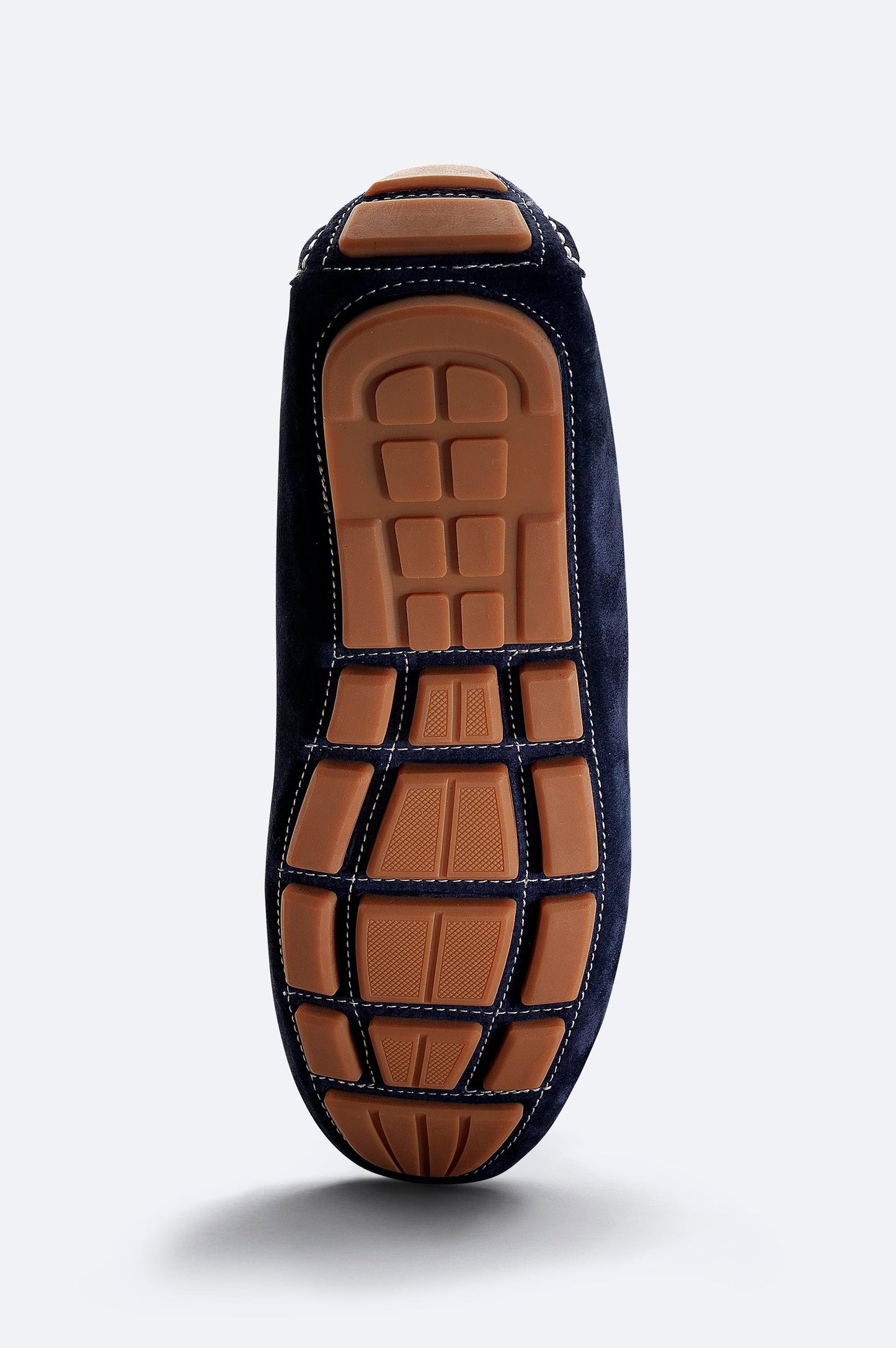 Navy Blue Suede Penny Driver Loafers