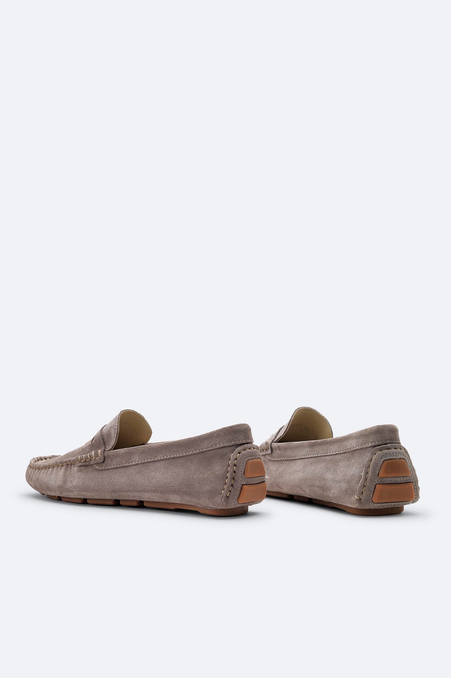 Taupe Suede Penny Driver Loafers