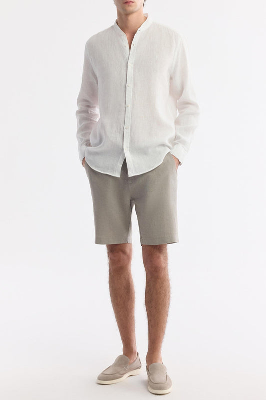 Men's Gray Linen Shorts with Adjustable Waistband – Comfortable Summer Wear for Relaxed Fit and Style 1