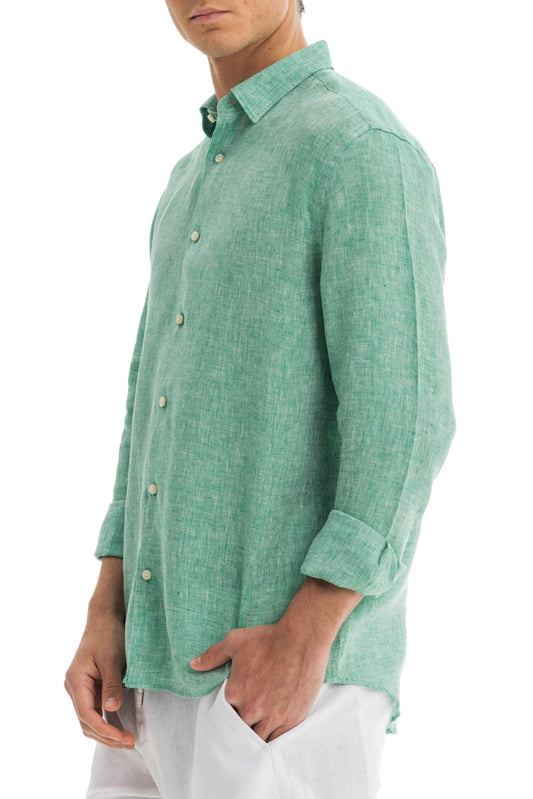 Men's Green Melange Linen Shirt - 100% Pure Washed Linen, Relaxed Fit, Breathable Summer Shirt for Casual or Formal Wear 2