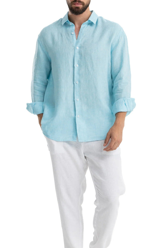 Men's Mint Linen Shirt – Soft, Breathable Fabric with Relaxed Fit for Casual and Formal Occasions 2
