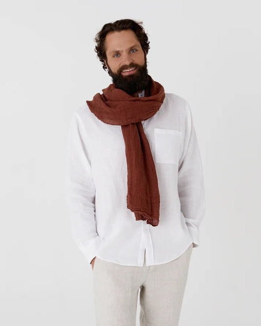 Brown Lightweight Linen Scarf