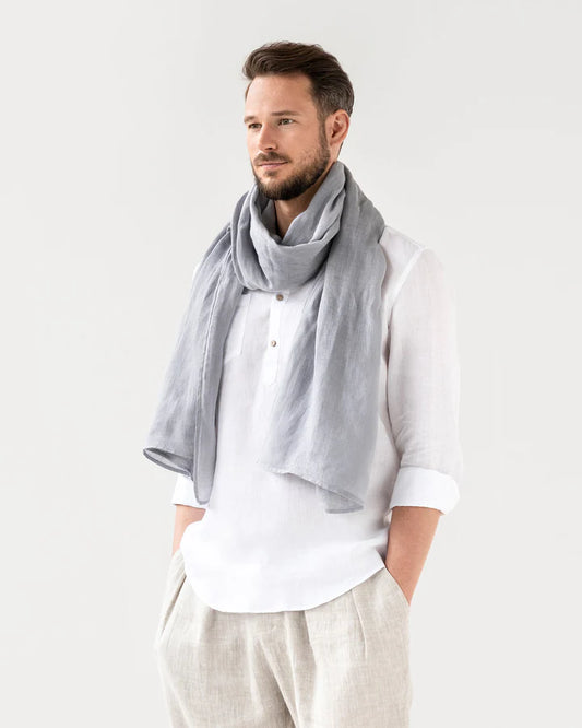 Gray Lightweight Linen Scarf