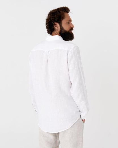Classic White Linen Shirt for Men with Modern Fit and Long Sleeves – Soft, Comfortable, Versatile 3