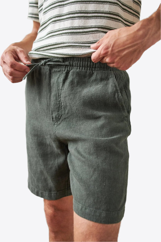 Ivy Green Linen Pants for men with Elastic Waist and Pockets – Lightweight Breathable Linen Trousers 2