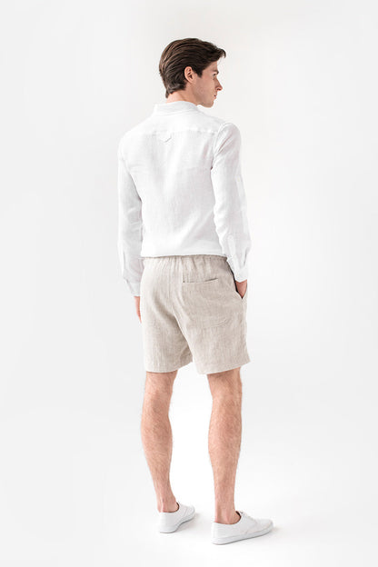 Stone Linen Shorts – Relaxed Fit with Drawstring