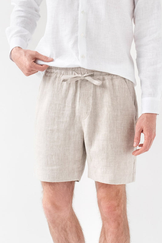 Stone Linen Shorts – Relaxed Fit with Drawstring